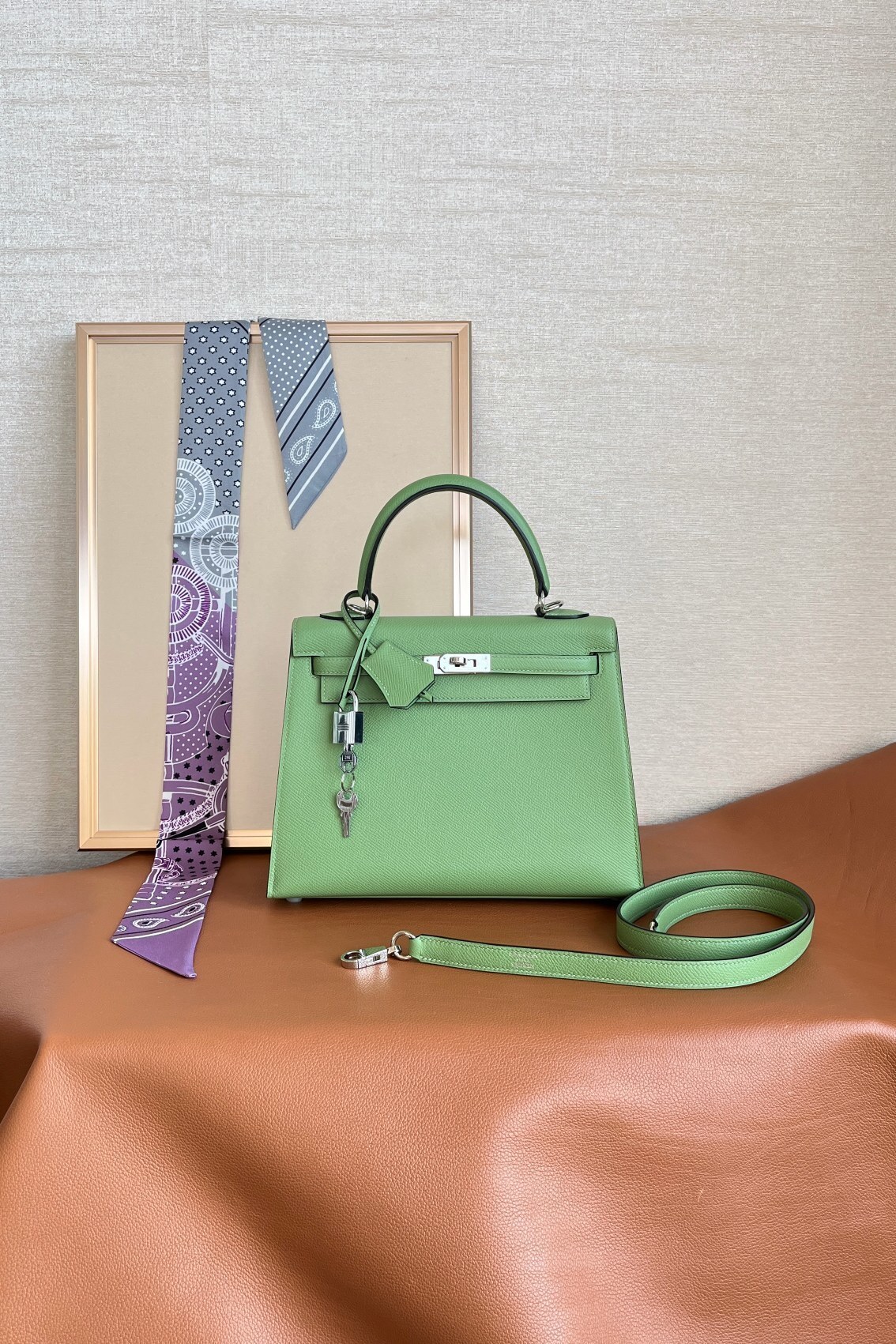 Hermes Kelly Leather Handbag green