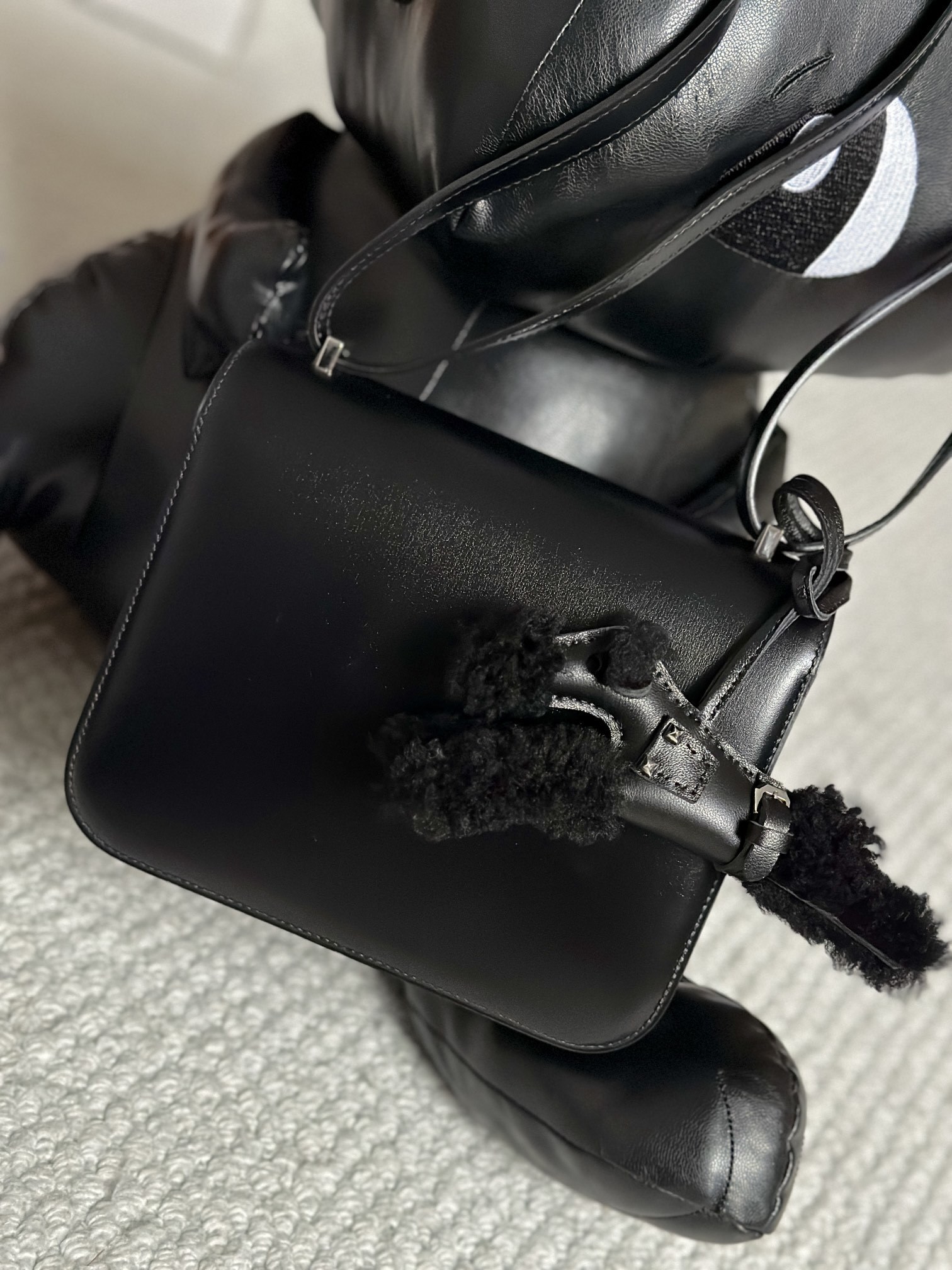 Hermes Kelly Leather Handbag Black