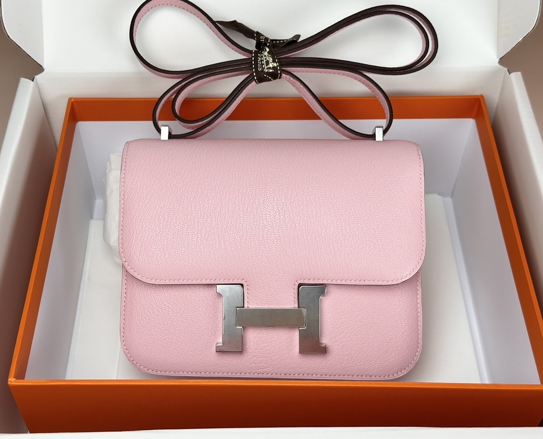 Hermes Constance Mini 18 Mauve Sylvestre Epsom leather silver hardware