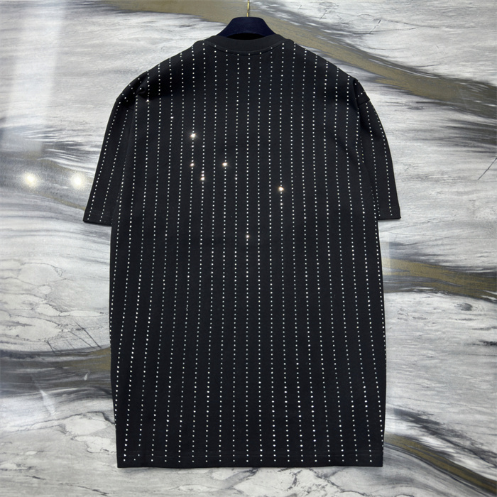 LV Crystal Embellished Cotton T-Shirt Black