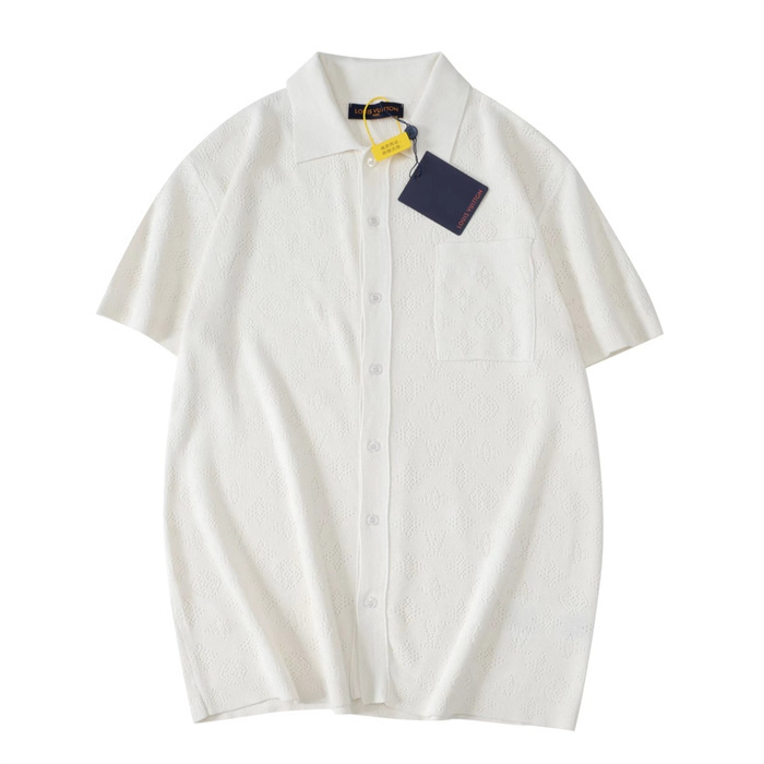 LV Monogram Pointelle Short-Sleeved Shirt White