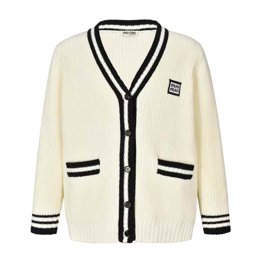 Miu Miu stripe-detail V-neck Cardigan