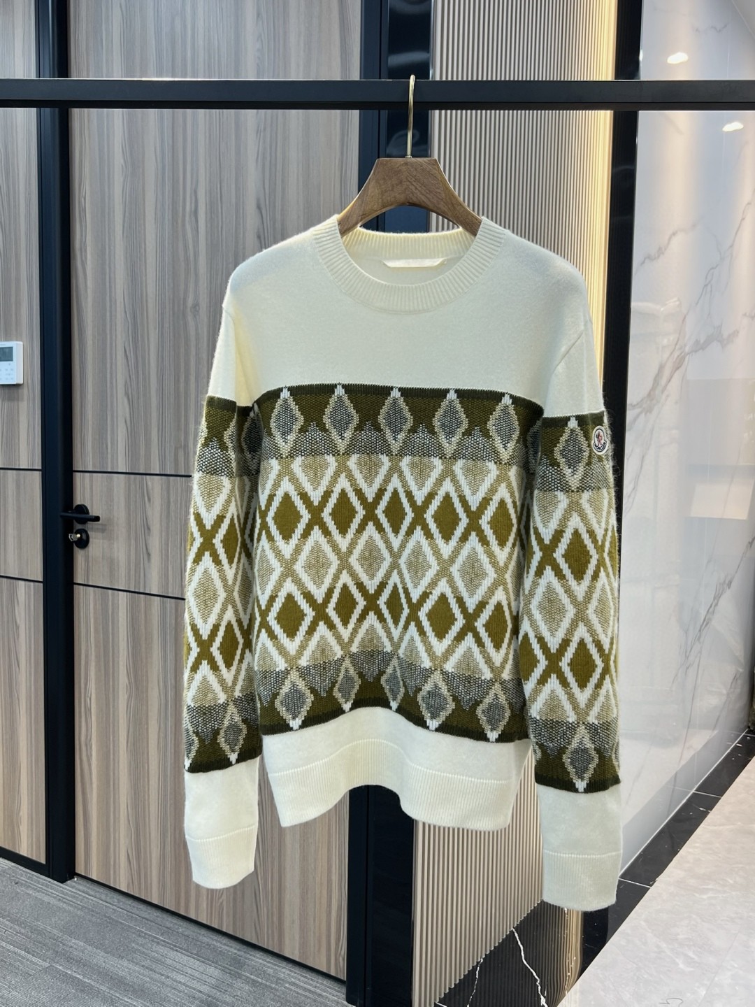 Moncler rhombus-pattern wool sweater