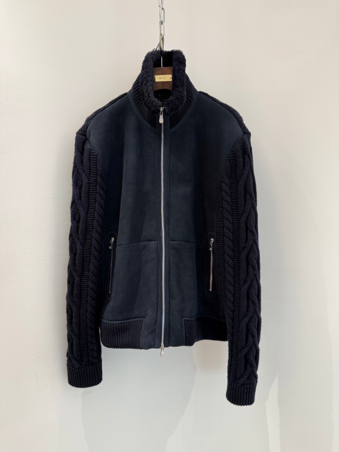 Brunello cucinelli Suede shearling and cashmere knit bomber jacket with Thermore padding