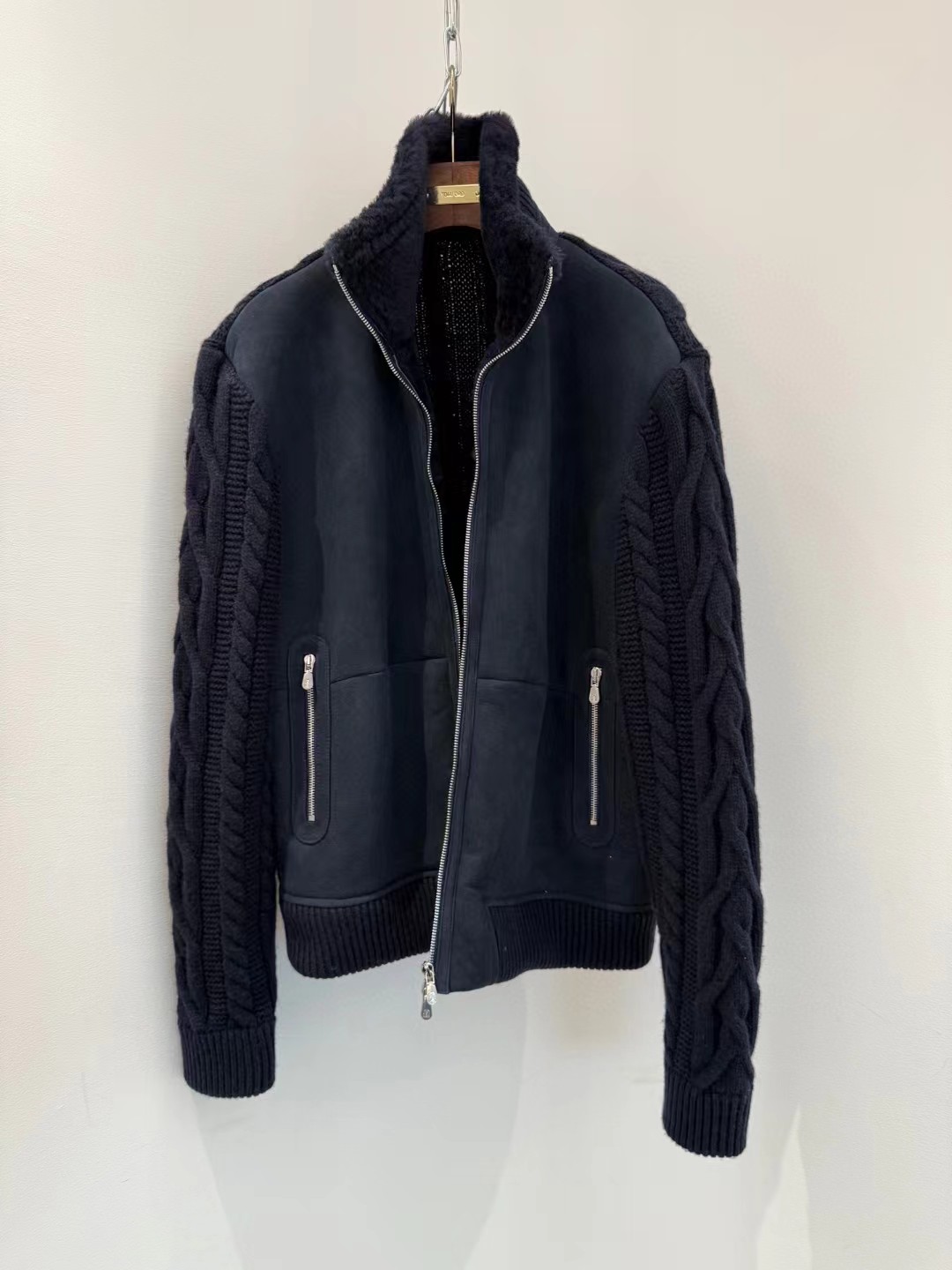 Brunello cucinelli Suede shearling and cashmere knit bomber jacket with Thermore padding