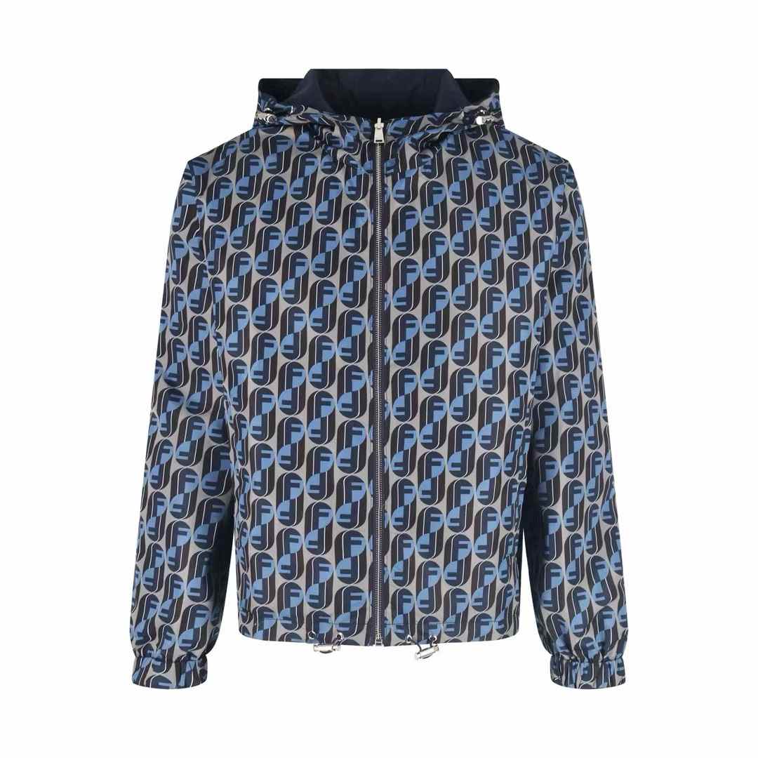 Fendi Men's logo-plaque Hooded Jacket