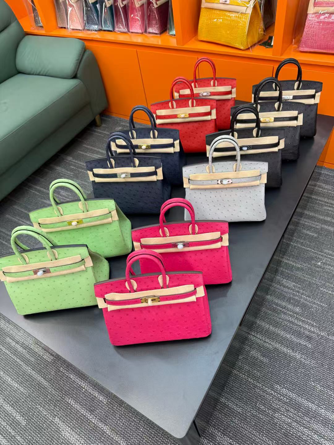 Hermes Ostrich leather Birkin Handbags all colors