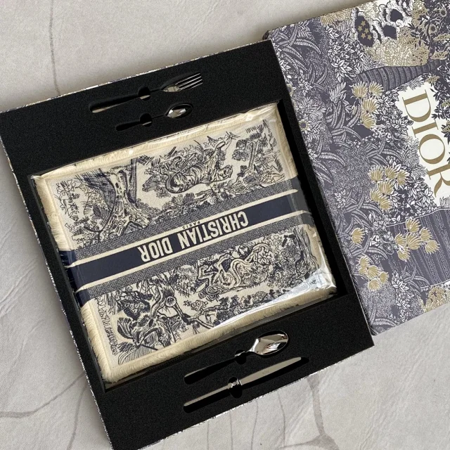 Dior blue classic Jouy print embroidered placemat