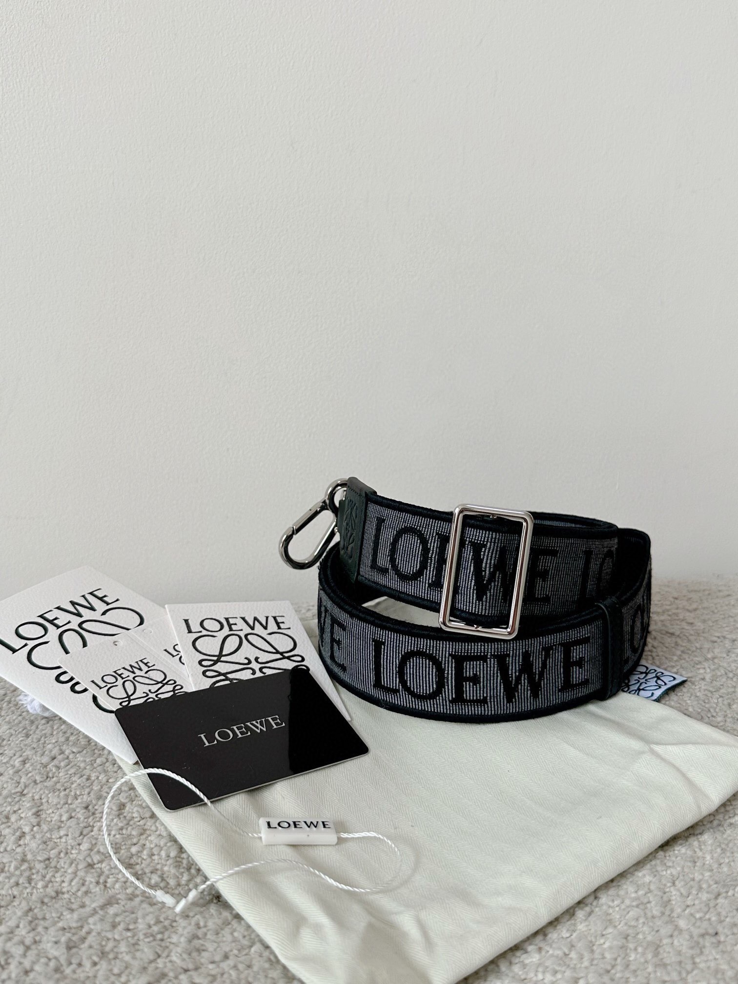 Loewe Anagram strap in jacquard and calfskin Grey