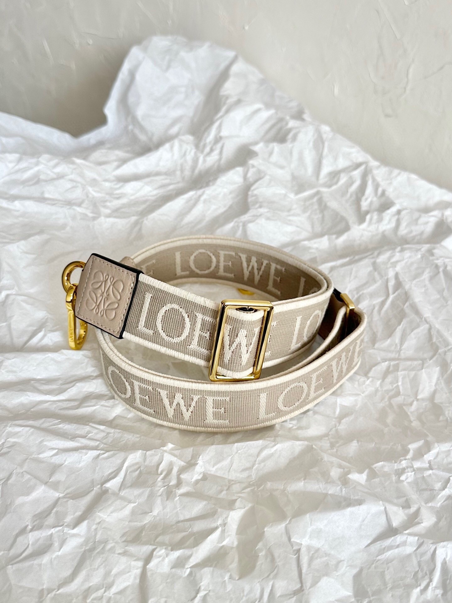 Loewe Anagram strap in jacquard and calfskin Grey