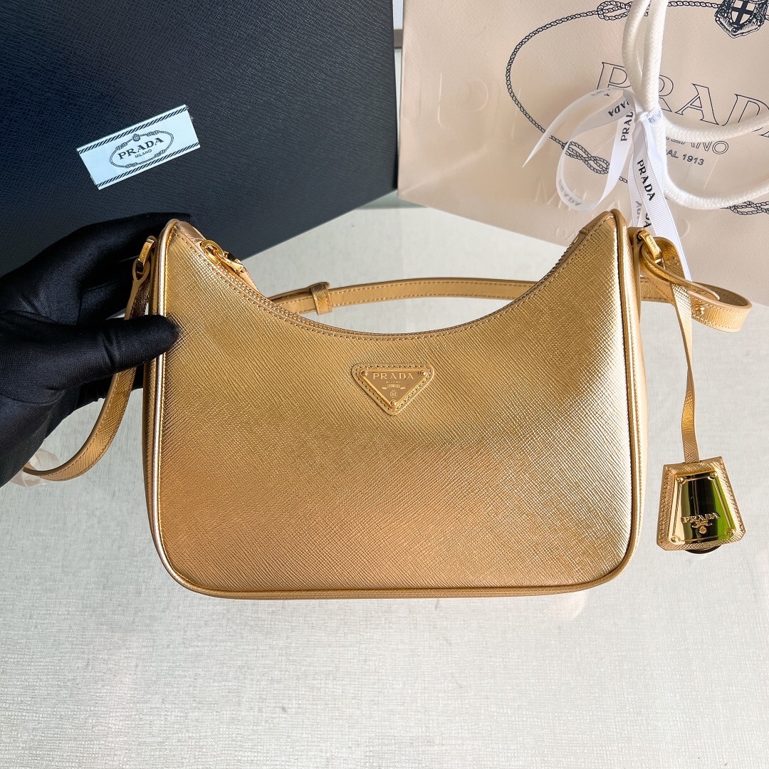 Prada Re-Edition Saffiano Leather Mini-Bag in Platinum