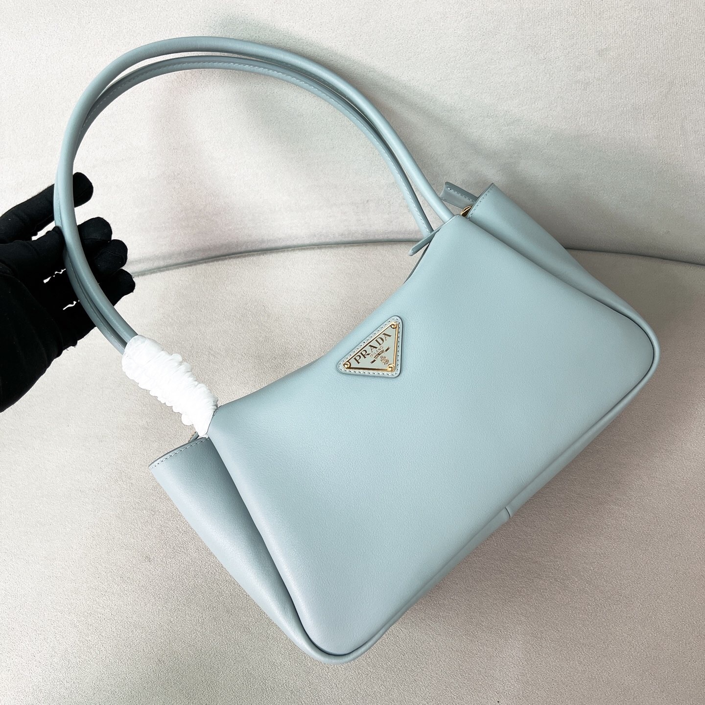 Prada Darling medium leather shoulder bag light blue