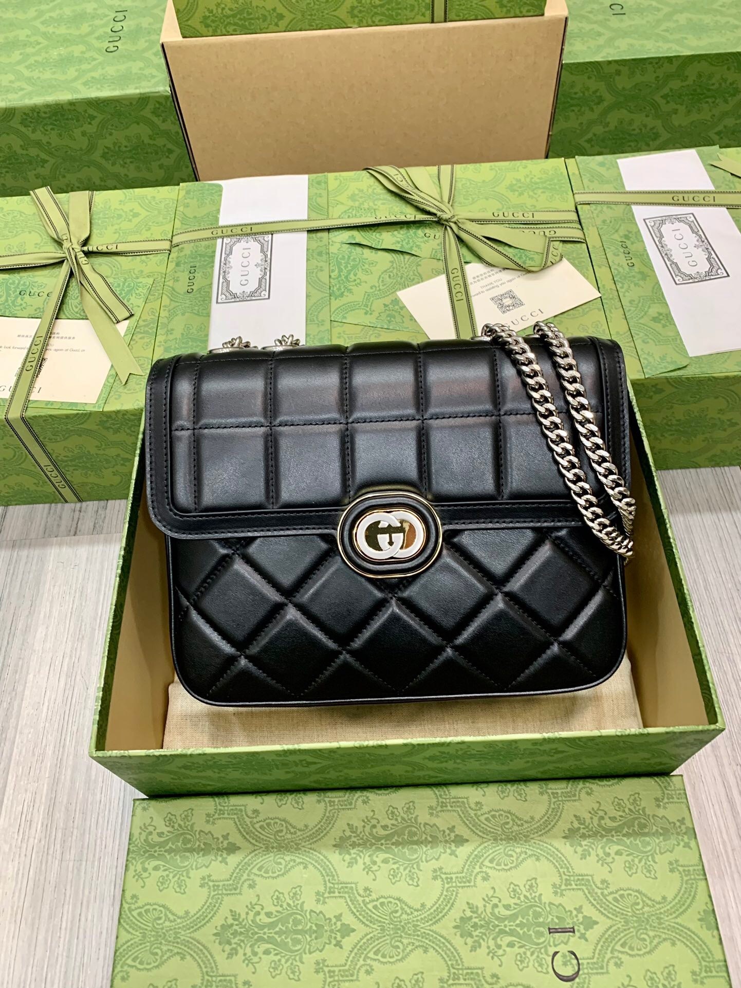 Gucci Small Deco Shoulder Bag Black