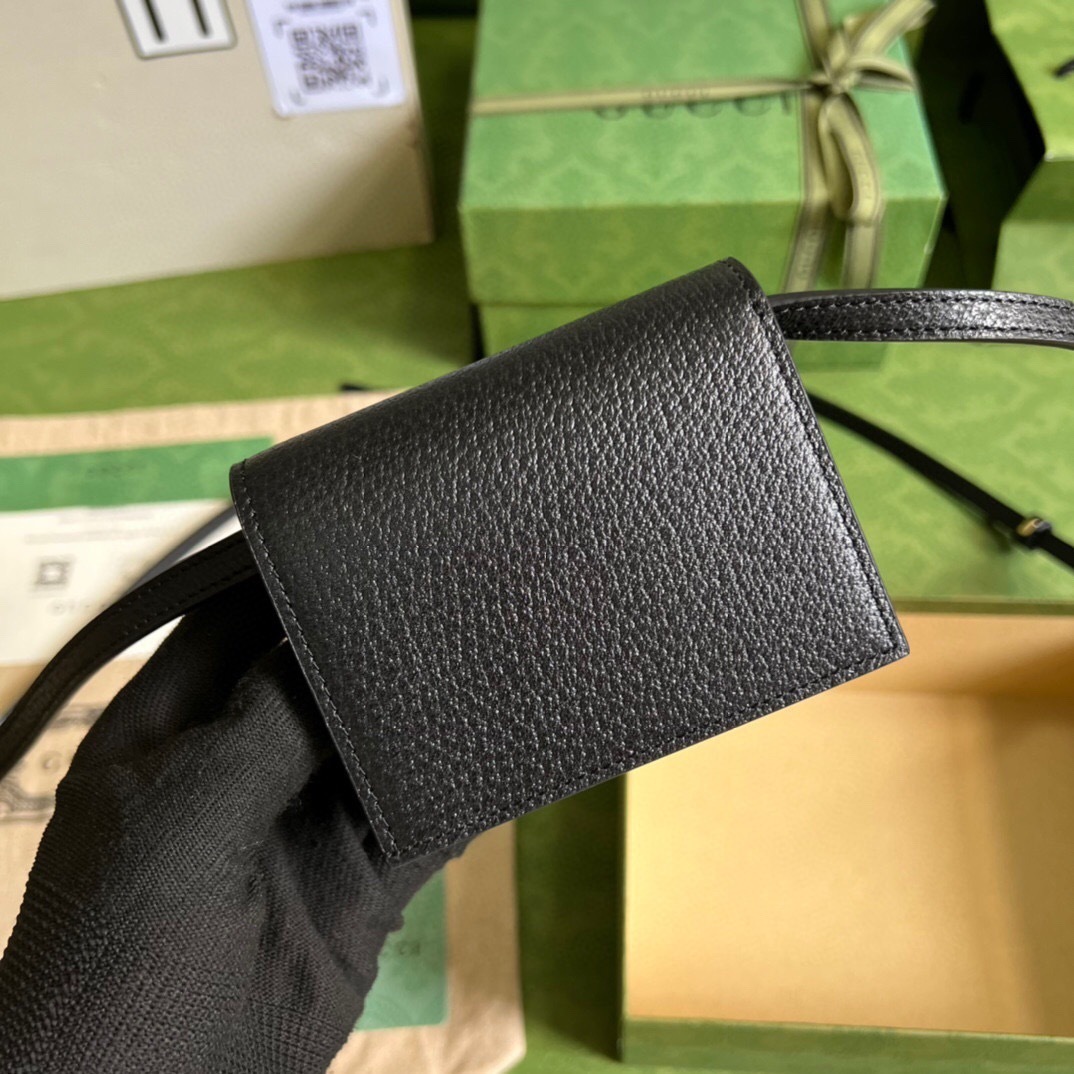 Gucci x Adidas Textured Dollar Calfskin Card Case Wallet with Strap