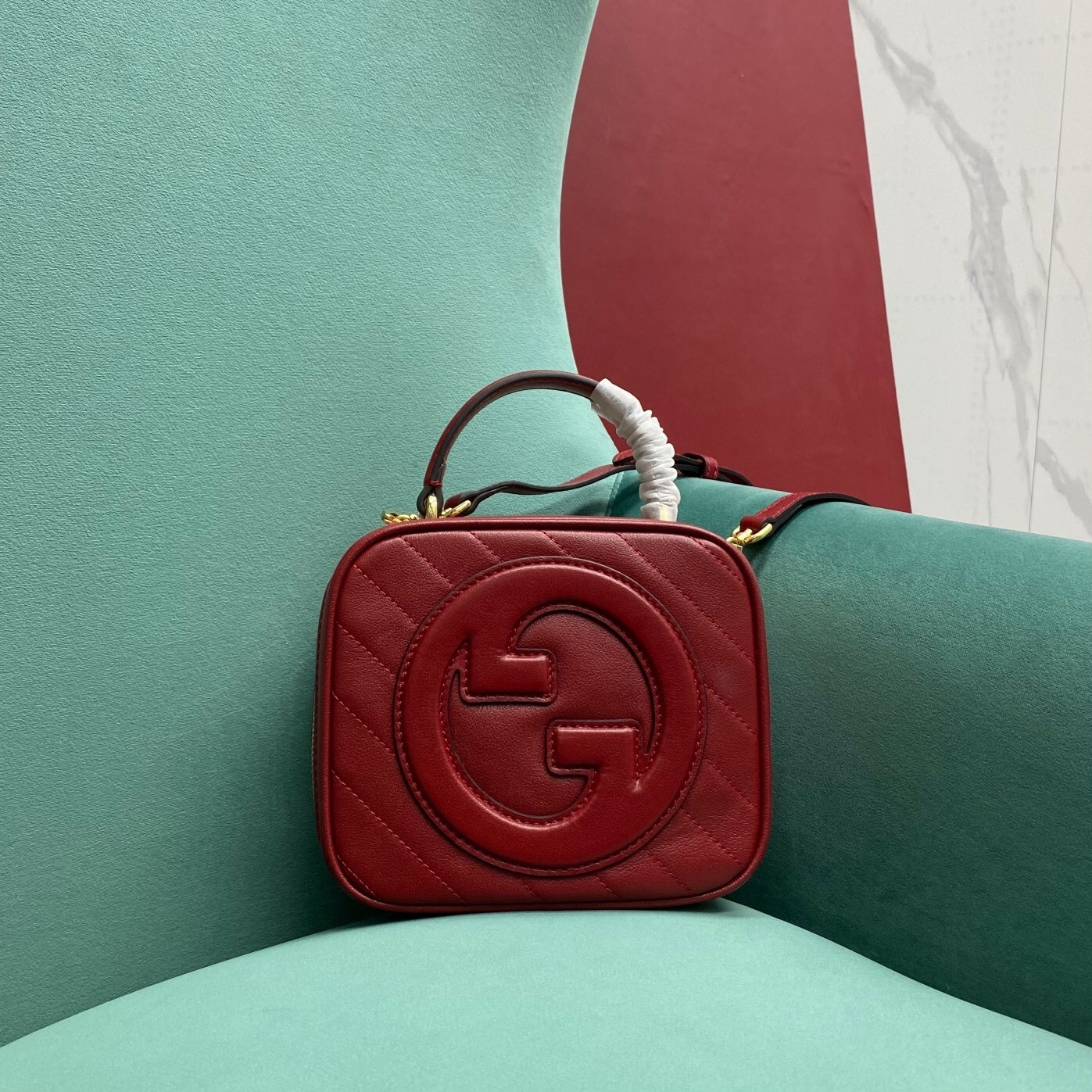 Gucci Blondie small Top Handle Bag burgandy