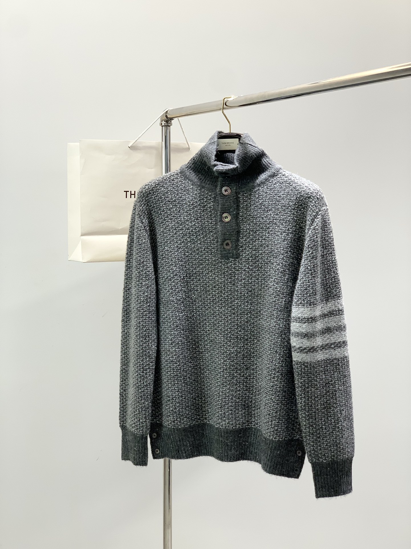 Thom Browne 4-Bar tweed sweater