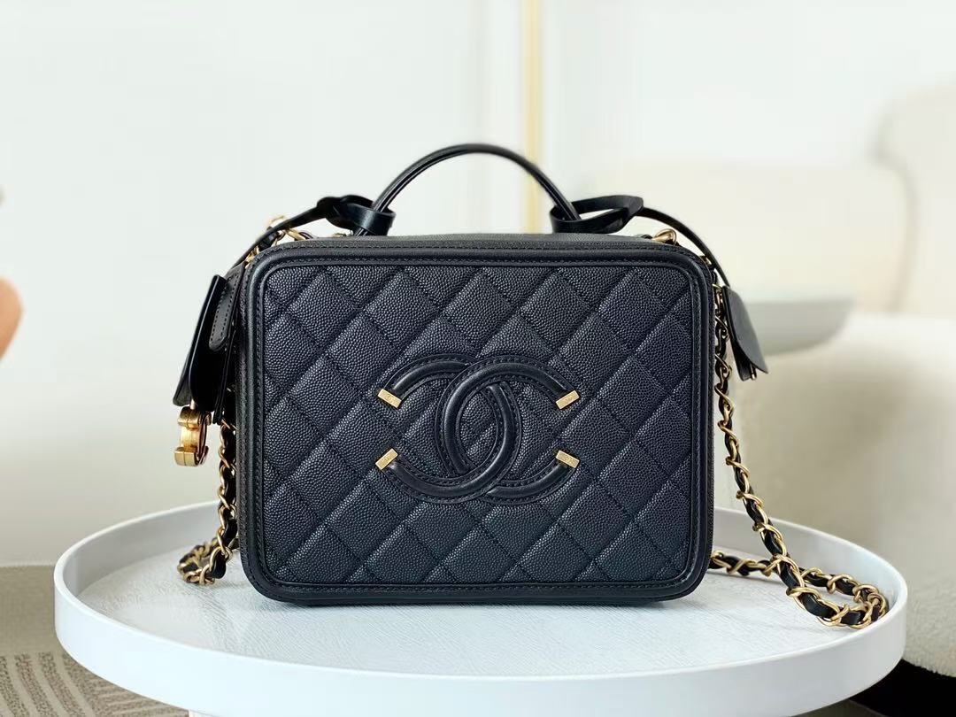 Chanel CC Filigree Vanity Case Black