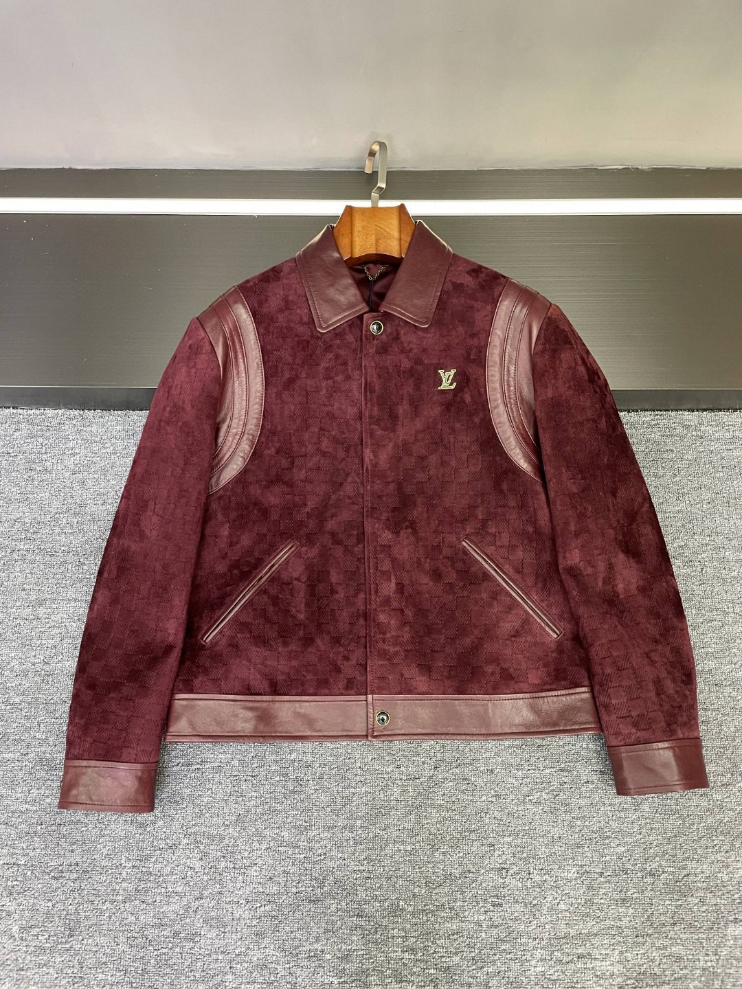 LV suede leather trim mono Bomber jacket