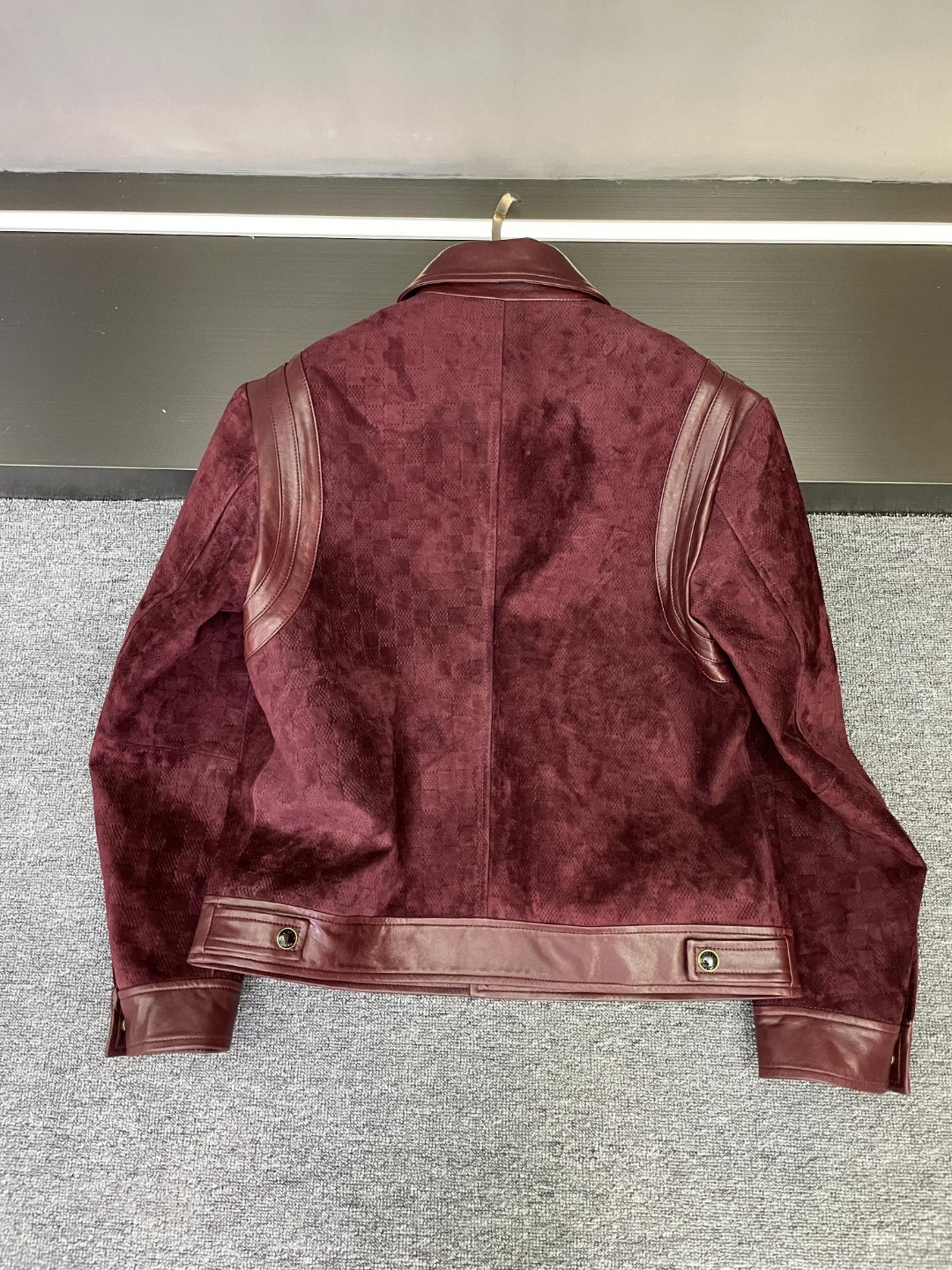 LV suede leather trim mono Bomber jacket