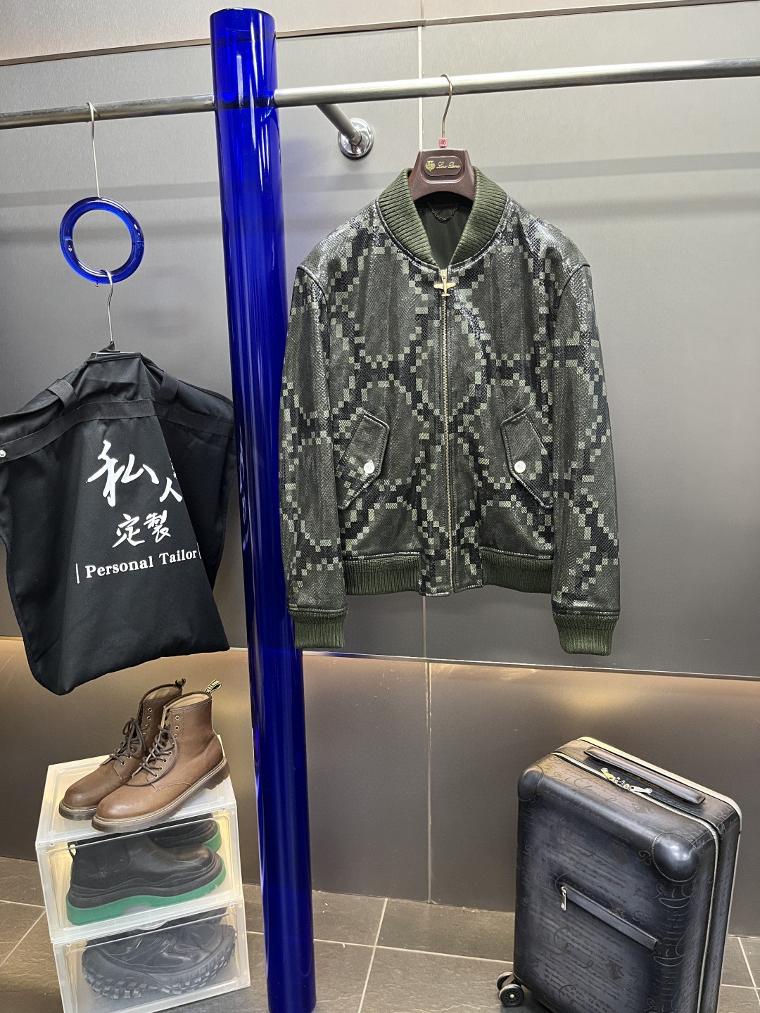 LV Graphic Leather Bomber Jacket
