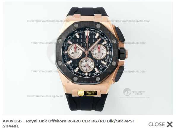 AP0915B - Royal Oak Offshore 26420 CER RG/RU Blk/Stk APSF SH4401 $998