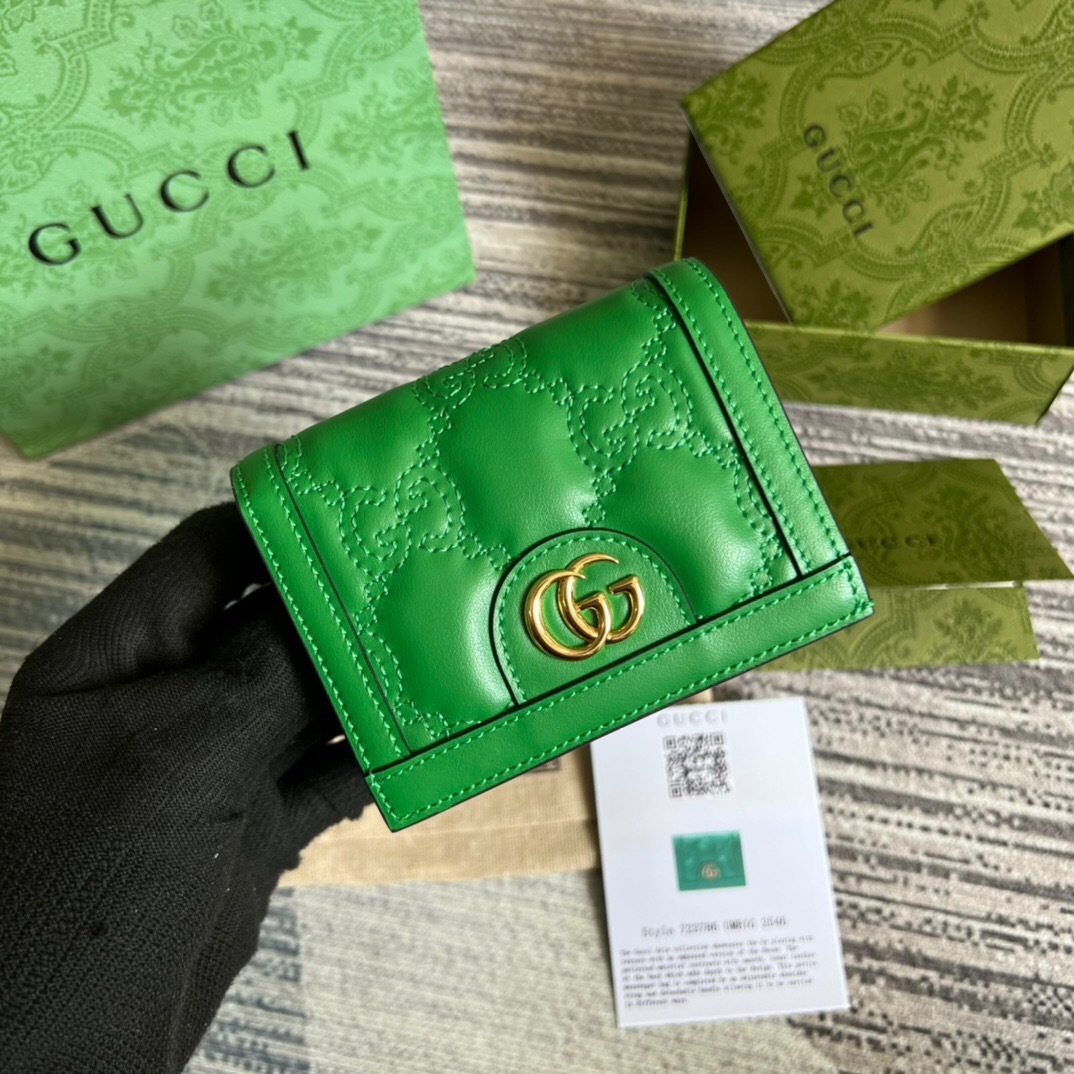 Gucci GG Matelassé Leather Wallet green