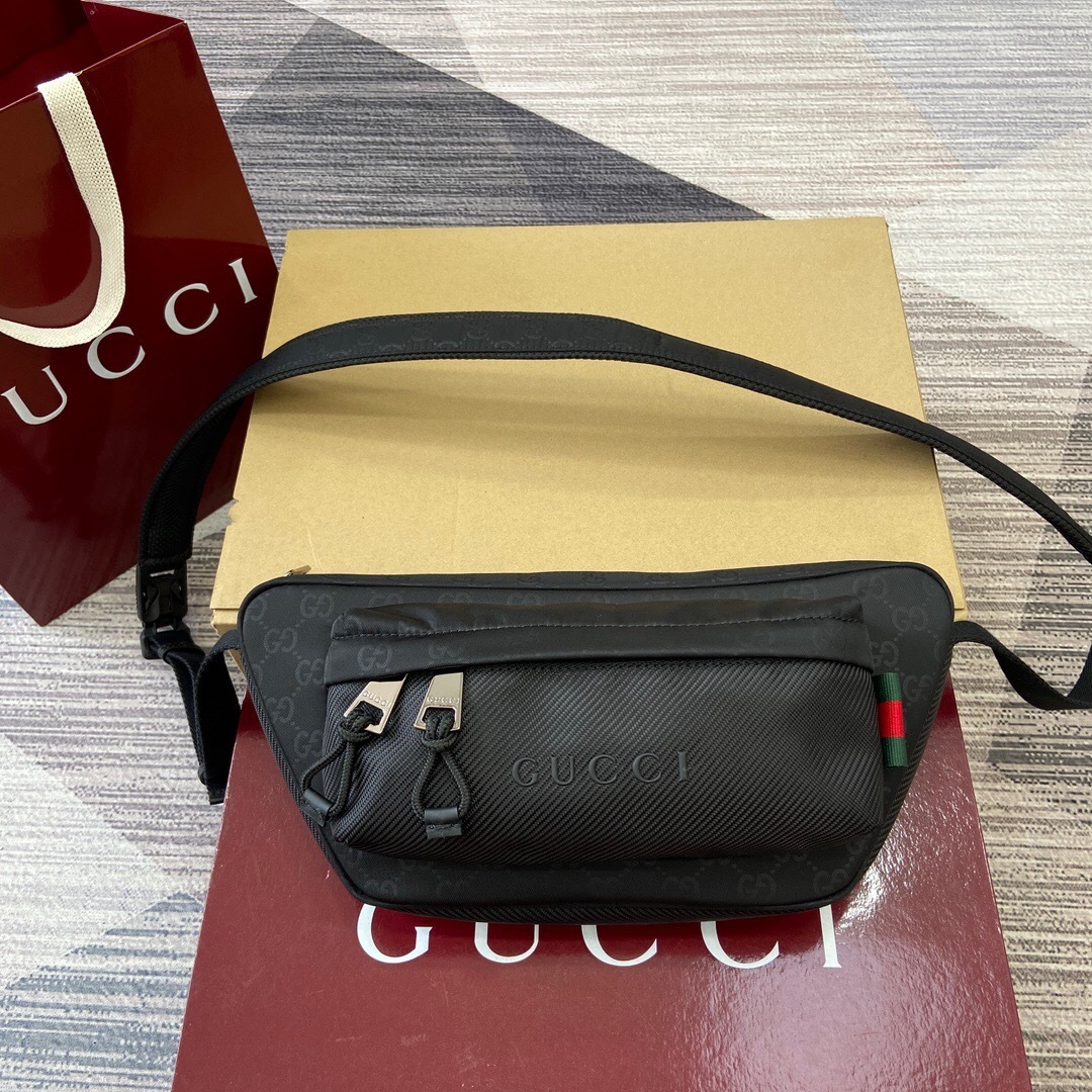 Gucci Large Nexus GG Motif Cross Body belt Bag black