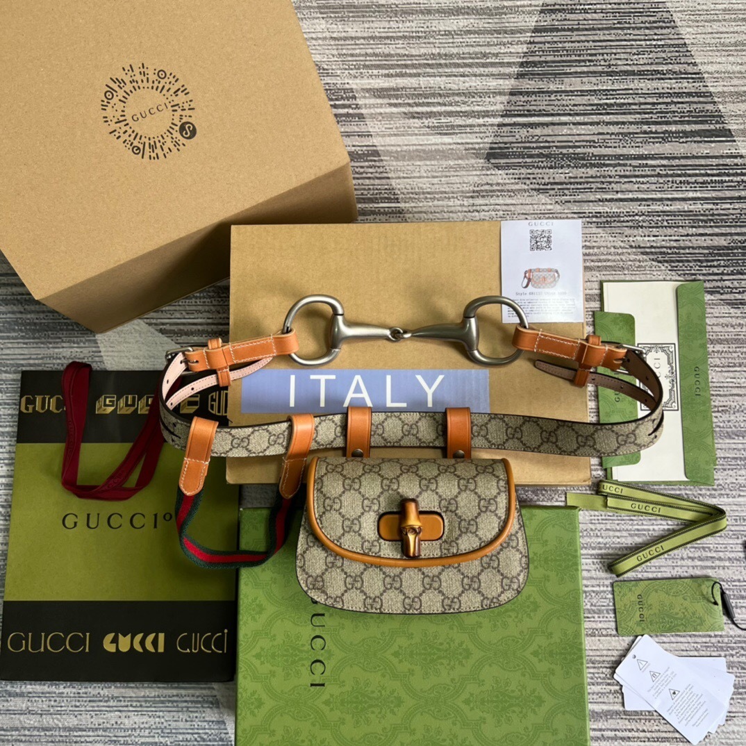 Gucci  Mini GG Supreme Web Bamboo 1947 Belt Bag
