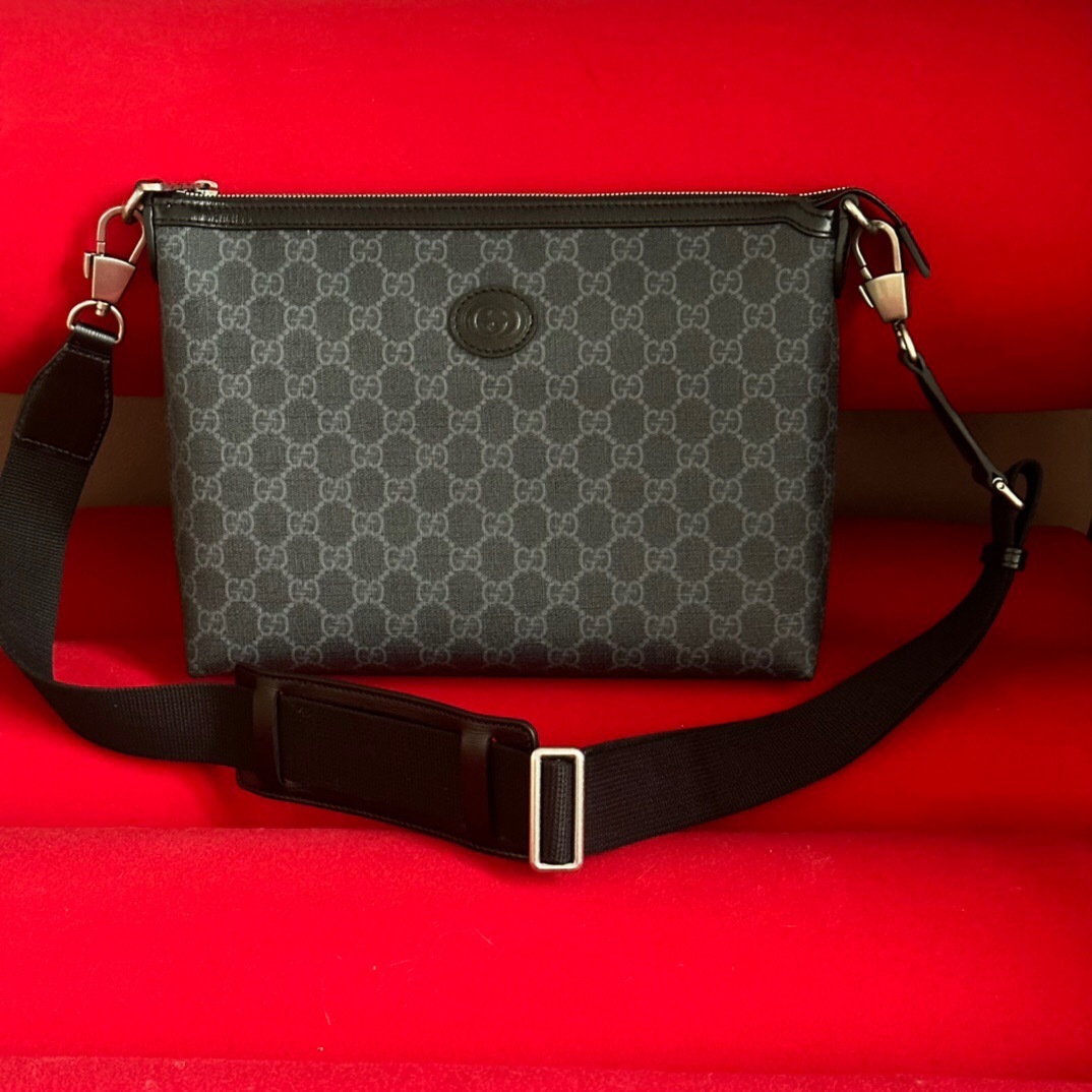 Gucci Black GG Supreme Canvas Crossbody Bag black