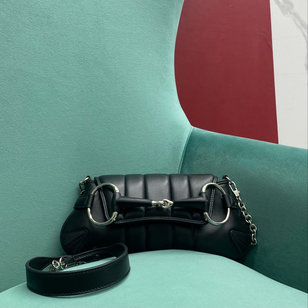 Gucci Horsebit Chain Small Shoulder Bag Black