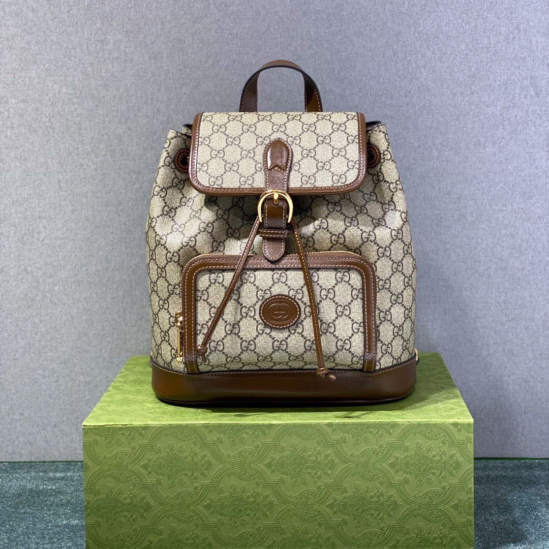 Gucci GG Supreme canvas and leather backpack