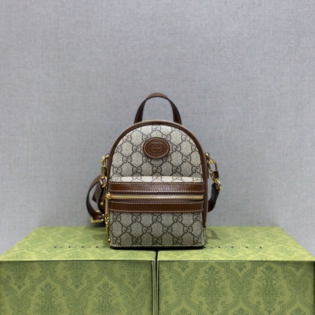 Gucci GG Supreme Canvas Leather Backpack