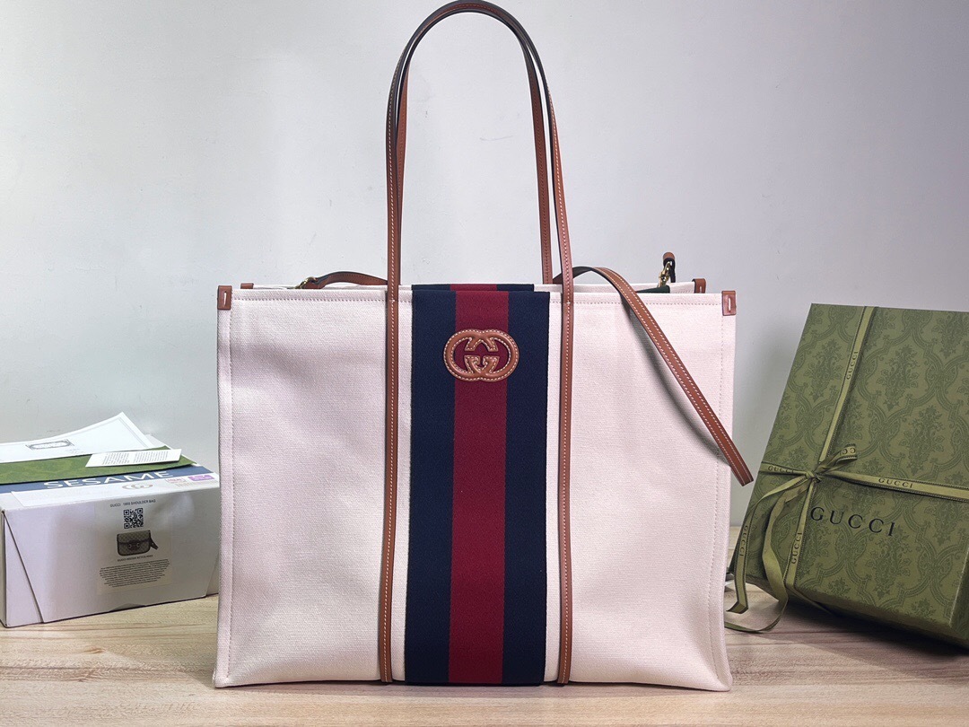 Gucci - Interlocking G Large canvas tote bag
