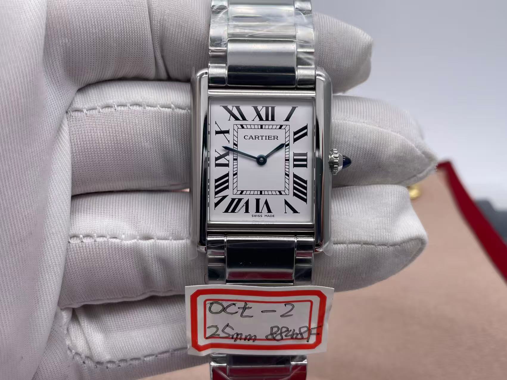 Tank Louis Ladies 25mm SS 8848F 1:1 Best Edition White Dial on SS Bracelet Ronda Quartz $268