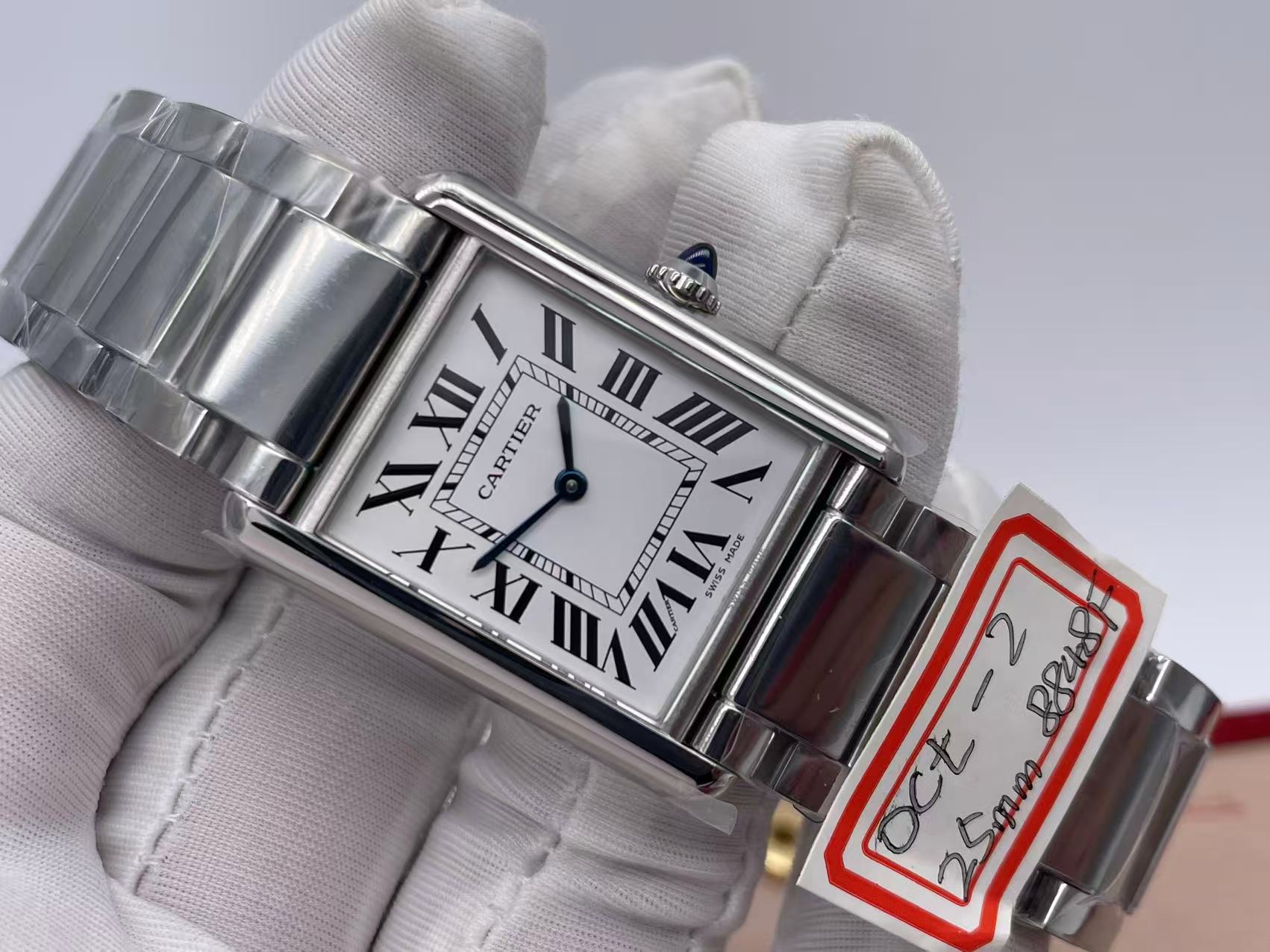 Tank Louis Ladies 25mm SS 8848F 1:1 Best Edition White Dial on SS Bracelet Ronda Quartz $268