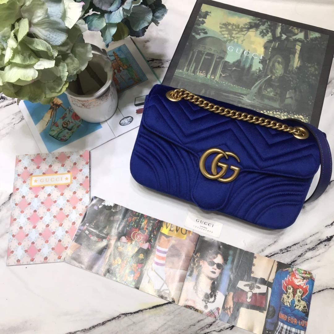 Gucci Marmont Velvet Bag blue