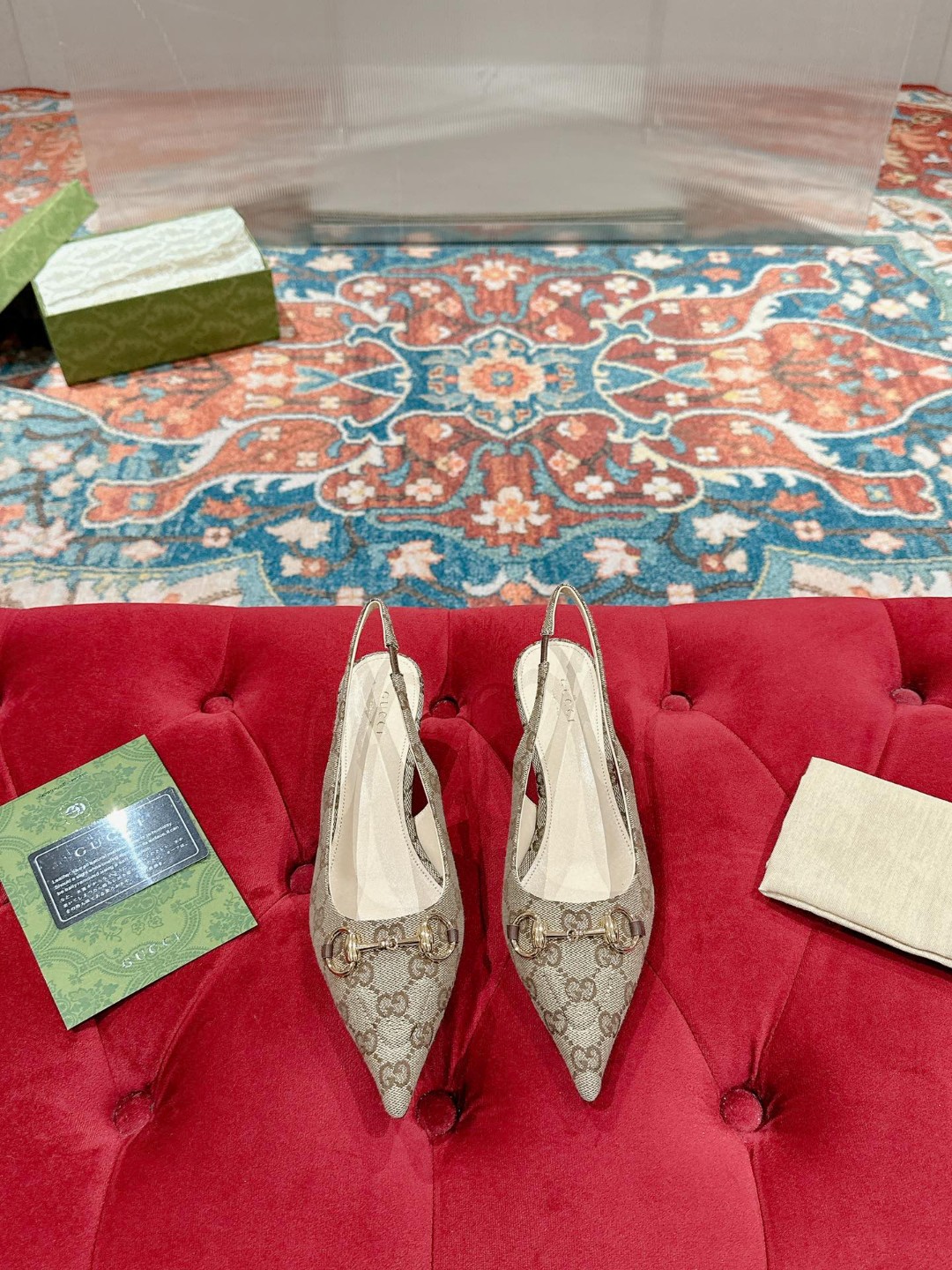 Gucci GG canvas slingback pumps