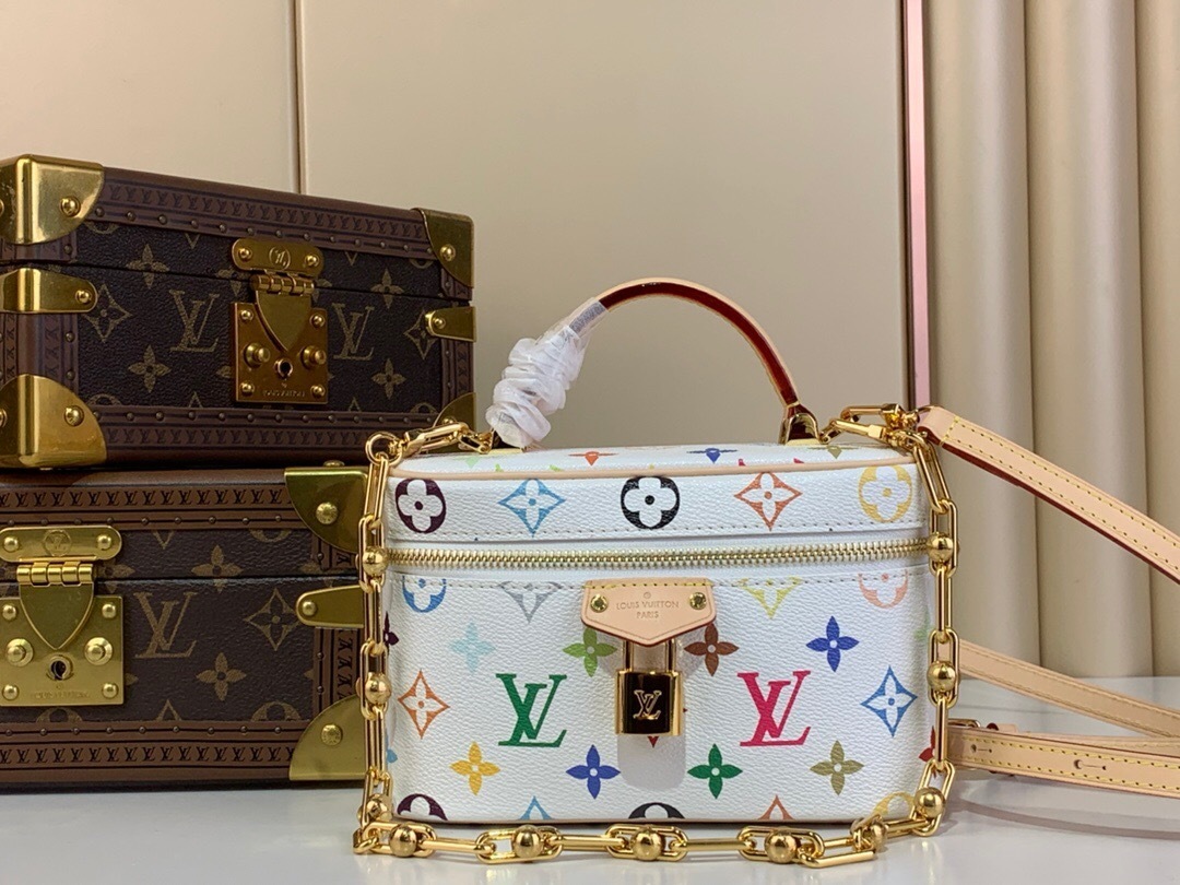LV x Takashi Murakami Nice Nano vanity case in white multicolor