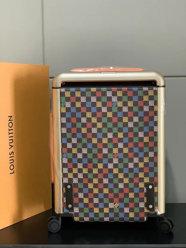 LV luggage four-wheel trolley case 55cm trolley leather wrapped