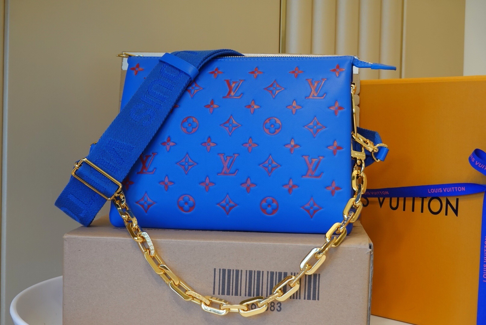 LV Pochette Coussin PM handbag Monogram-embossed puffy lambskin