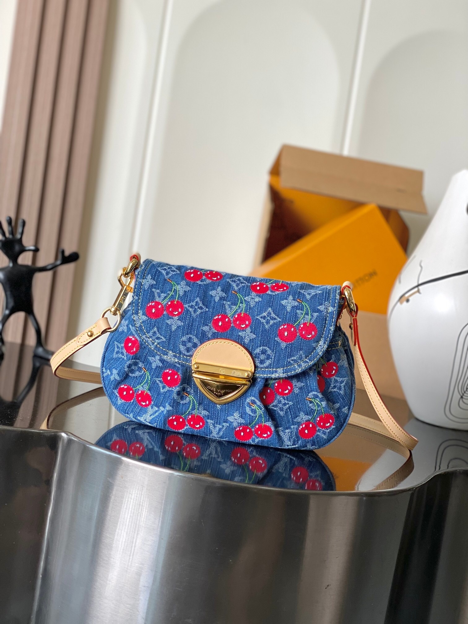LV x Murakami Cherry Monogram Denim Sunset Bag