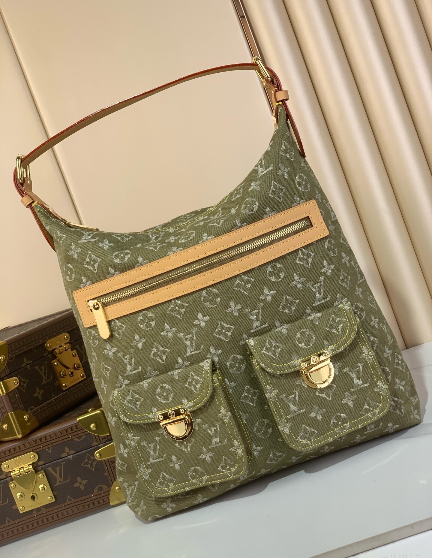 LV  Green Denim Monogram Baggy GM Bag