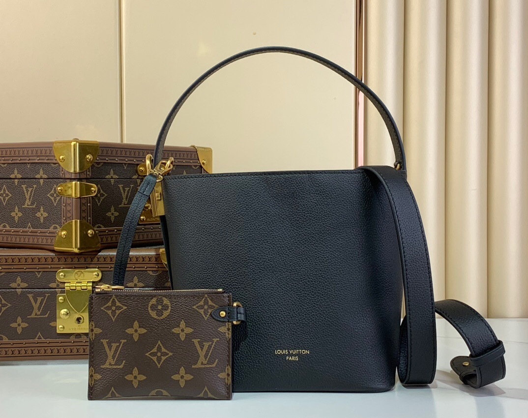LV Low Key Hobo bag in black calfskin leather