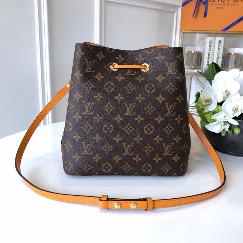 LV NeoNoe MM bucket bag in Monogram canvas with colorful leather trim