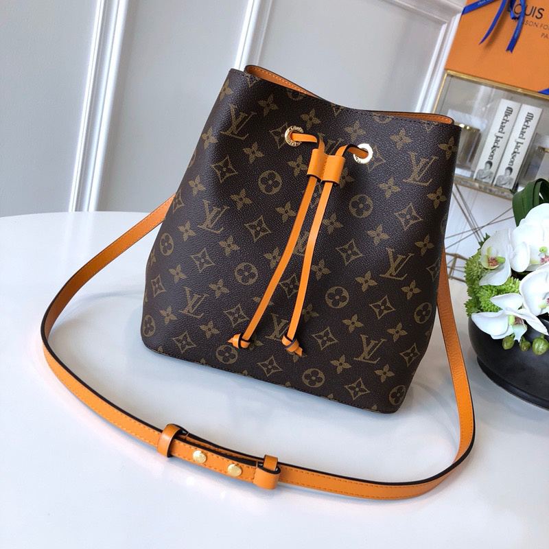 LV NeoNoe MM bucket bag in Monogram canvas with colorful leather trim