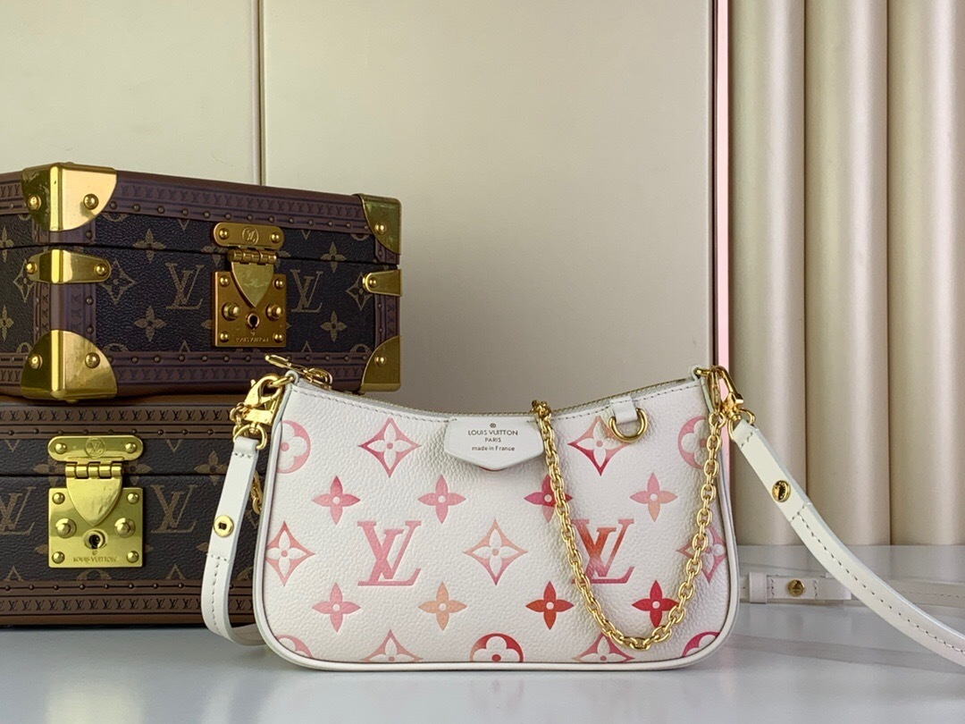 LV Easy Pouch On Strap in Monogram Empreinte leather with a "Sunrise Aquarelle" color scheme