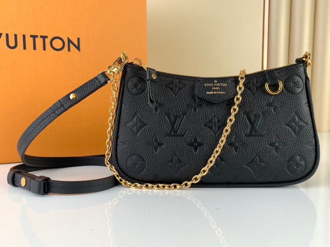 LV Easy Pouch On Strap in black Monogram Empreinte leather