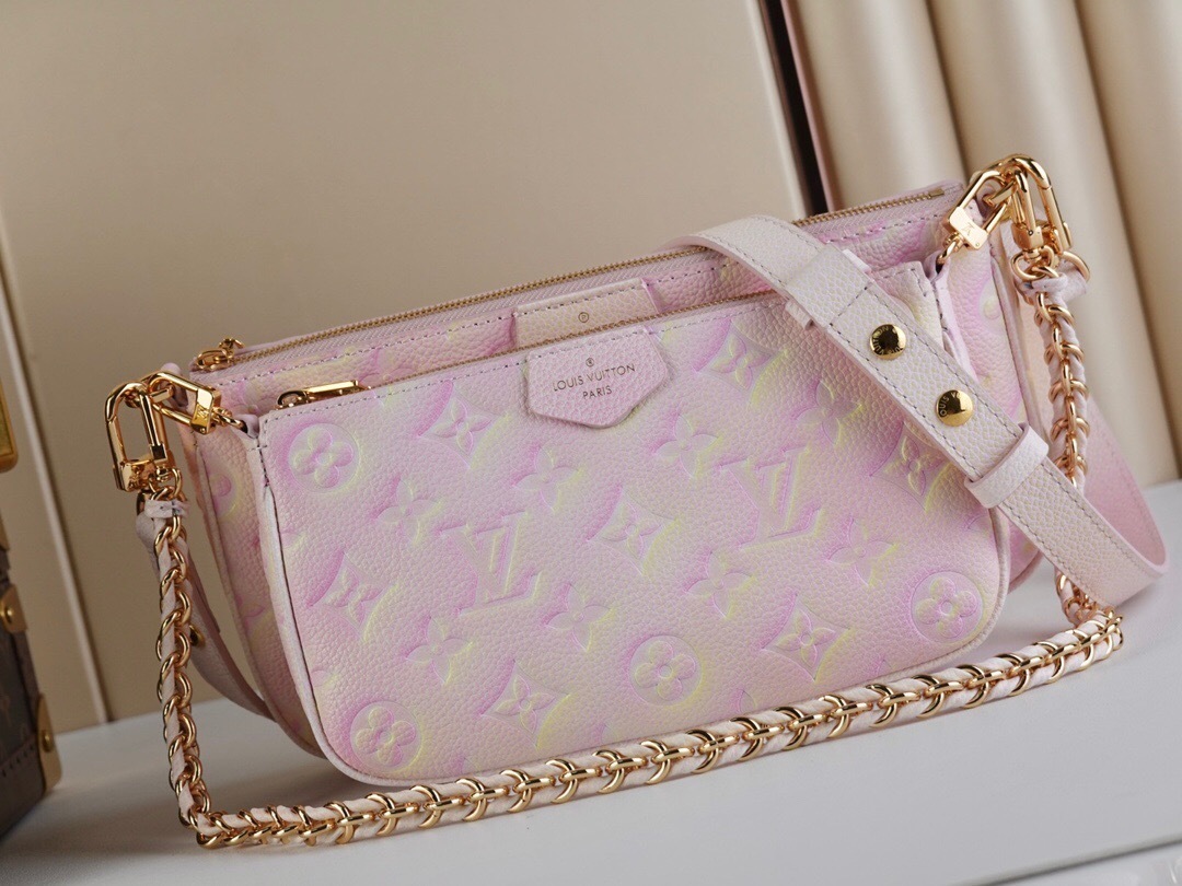 LV Multi Pochette Accessoires bag in pink and yellow