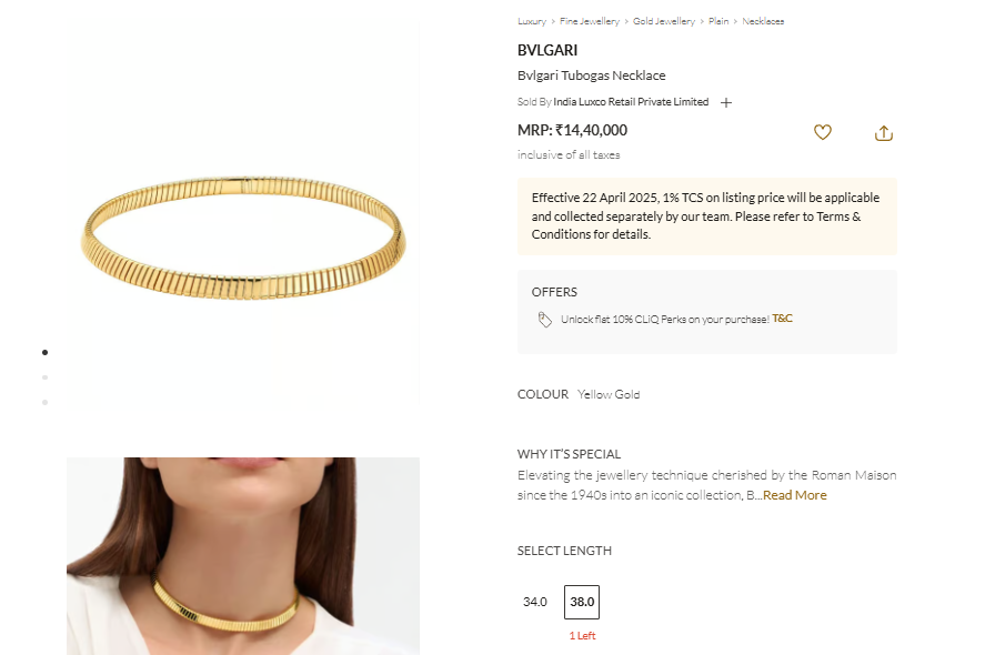 Bvlgari Tubogas necklace