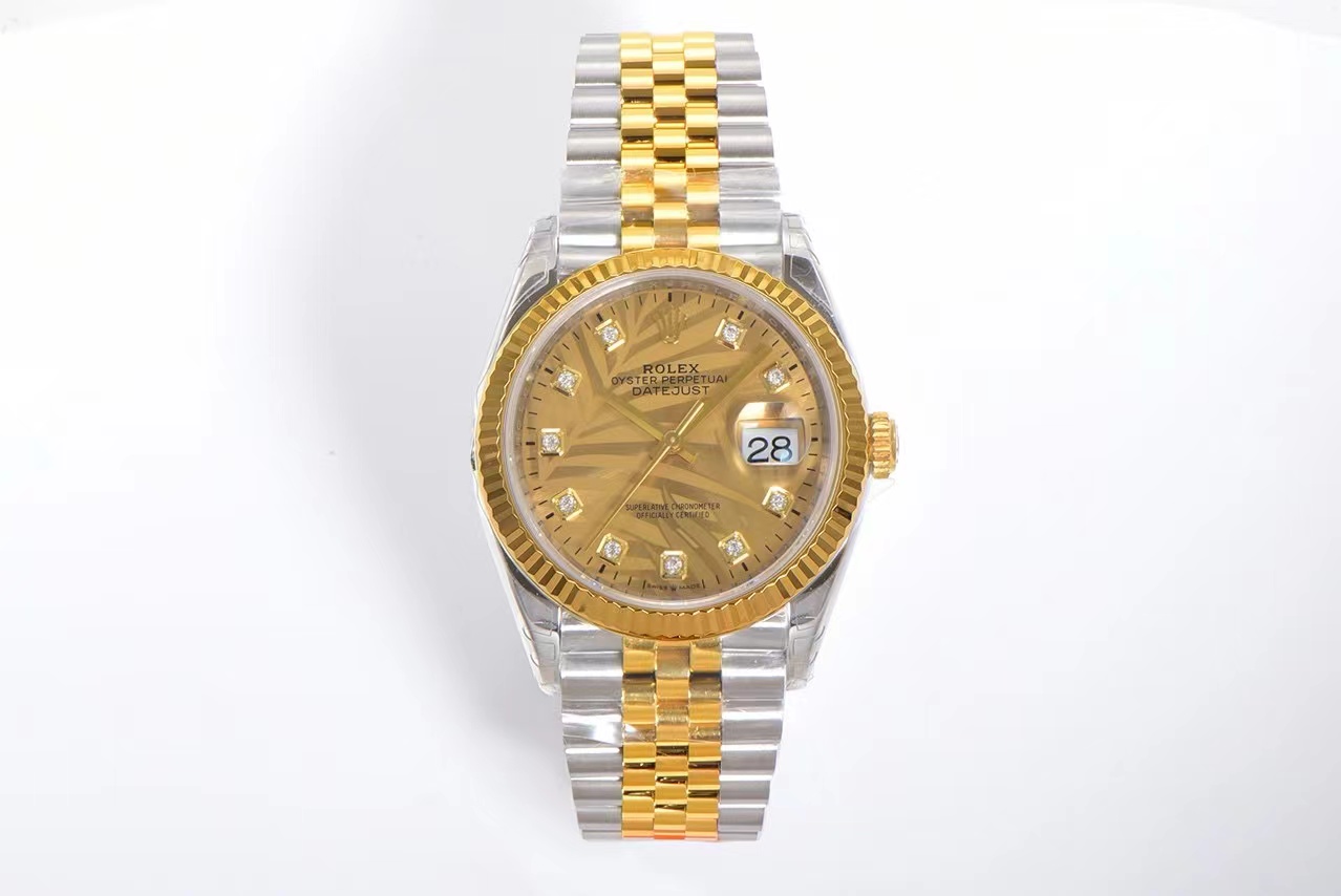 RDJ0466 - DJ 36mm Jub Flt 904L YG/SS M-Palm/Stk VSF VS3235 $508